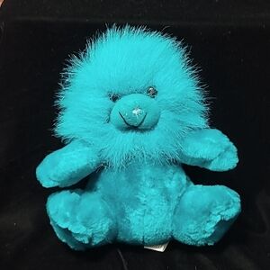 Tourquoise Sitting Plush Stuffed‎ Lion,  Preloved,  needs New Nose